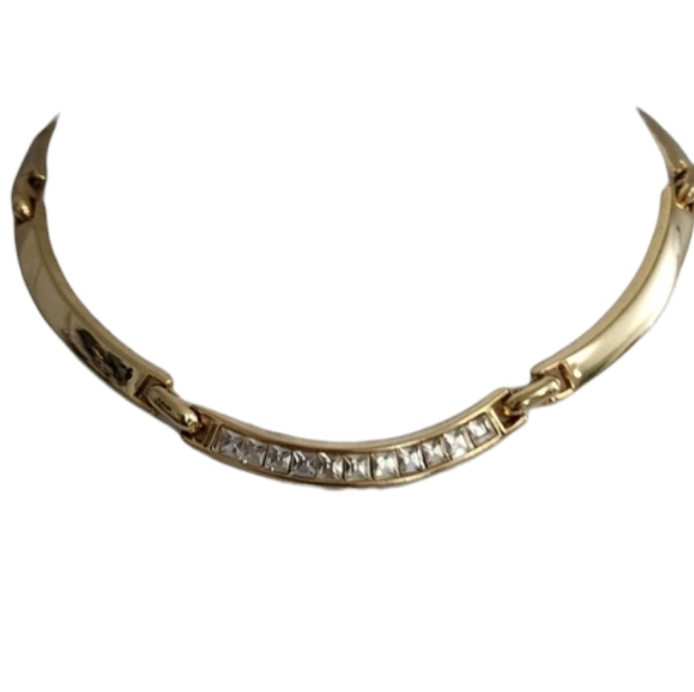 Elegant Goldtone Choker with Crystal Accents - Picture 1 of 4